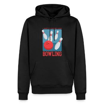 Bowling Spieler Bowlingspieler Bowlen Geschenk - Männer Premium Bio Hoodie - Schwarz - Vorne - Nico (187cm)