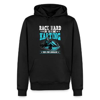 Courir dur ou rentrer à la maison Karting Pure Adrénaline - Sweat à capuche Premium bio Homme - noir - Devant - Nico (187cm)