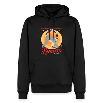 Lémuriens à queue annelée Cadeau de lémuriens à queue annelée - Sweat à capuche Premium bio Homme - noir - Devant - Nico (187cm)