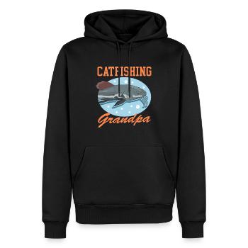 Pêcheur Grand-père Poisson-chat Pêche Poisson Cadeau - Sweat à capuche Premium bio Homme - noir - Devant - Nico (187cm)