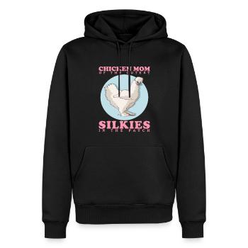 Silk Chicken Mom Silkie Chicken Silk Chickens Gift - Men’s Premium Organic Hoodie - black - Front - Nico (187cm)