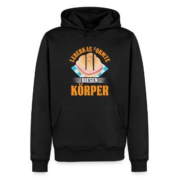 Leberkas Formte Körper Lustiger Leberkäse Spruch - Männer Premium Bio Hoodie - Schwarz - Vorne - Nico (187cm)