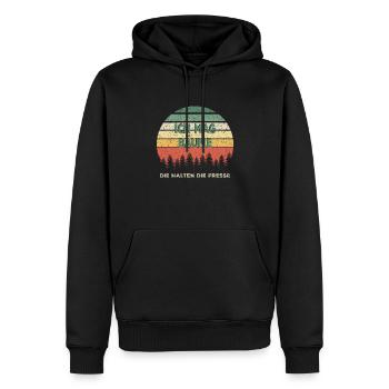 Ich mag Bäume die halten die Fresse - Sprüche - Männer Premium Bio Hoodie - Schwarz - Vorne - Nico (187cm)