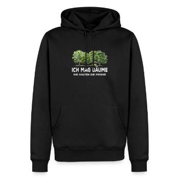 Ich mag Bäume die halten die Fresse - Sprüche - Männer Premium Bio Hoodie - Schwarz - Vorne - Nico (187cm)