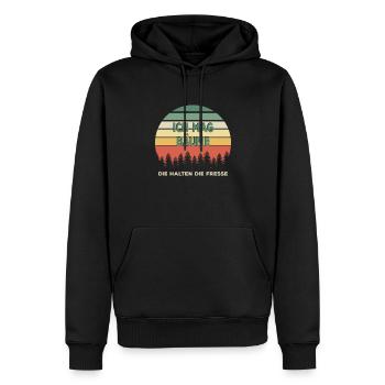 Ich mag Bäume die halten die Fresse - Sprüche - Männer Premium Bio Hoodie - Schwarz - Vorne - Nico (187cm)