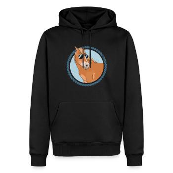 Haflinger Pferde | Haffi Pferdebesitzer Geschenk - Männer Premium Bio Hoodie - Schwarz - Vorne - Nico (187cm)