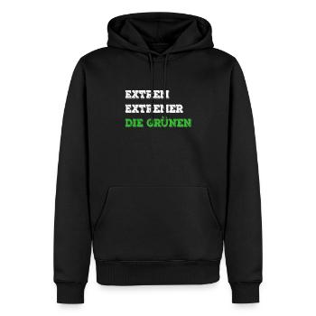 Statement Sprüche Extrem - Extremer - Die Grünen - Männer Premium Bio Hoodie - Schwarz - Vorne - Nico (187cm)