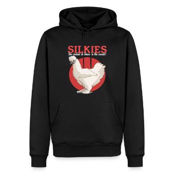 Silk Chicken Silkie Chicken Silk Chickens Gift - Men’s Premium Organic Hoodie - black - Front - Nico (187cm)