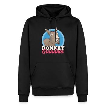 Esel Oma | Eselbesitzerin Eselliebhaber Geschenk - Männer Premium Bio Hoodie - Schwarz - Vorne - Nico (187cm)