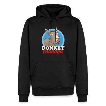 Esel Opa | Eselbesitzer Eselliebhaber Geschenk - Männer Premium Bio Hoodie - Schwarz - Vorne - Nico (187cm)
