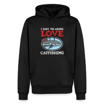 Pêcheur Poisson-Chat Pêche Pêche Poisson Cadeau - Sweat à capuche Premium bio Homme - noir - Devant - Nico (187cm)