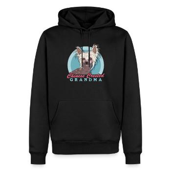 Chinese Crested Oma Chinesischer Schopfhund - Männer Premium Bio Hoodie - Schwarz - Vorne - Nico (187cm)