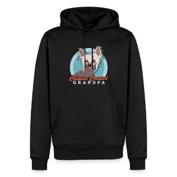 Chinese Crested Opa Chinesischer Schopfhund - Männer Premium Bio Hoodie - Schwarz - Vorne - Nico (187cm)