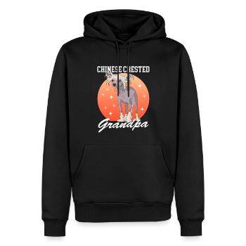 Chinese Crested Opa | Chinesischer Schopfhund - Männer Premium Bio Hoodie - Schwarz - Vorne - Nico (187cm)