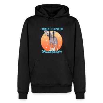 Chinese Crested Hundepapa | Schopfhund Geschenk - Männer Premium Bio Hoodie - Schwarz - Vorne - Nico (187cm)