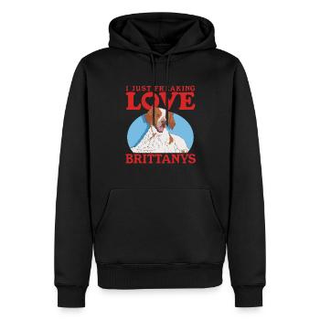 Brittany Spaniel Breton Pointing Dog Gift - Men’s Premium Organic Hoodie - black - Front - Nico (187cm)