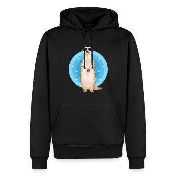 Suricate cool | Drôle de cadeau suricate - Sweat à capuche Premium bio Homme - noir - Devant - Nico (187cm)