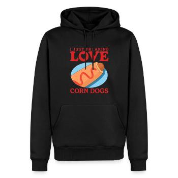 Corn Dog Corndog Corndogs Corn Dogs Corn Dogs Cadeau - Sweat à capuche Premium bio Homme - noir - Devant - Nico (187cm)