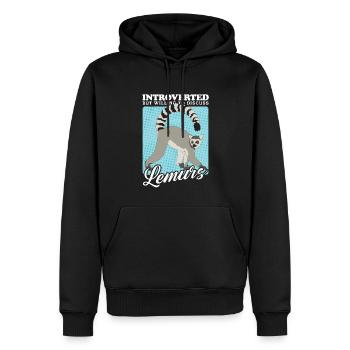 Lemur Katta Lemure Ringelschwanz Lemuren Geschenk - Männer Premium Bio Hoodie - Schwarz - Vorne - Nico (187cm)