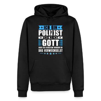 Ich bin Polizist und nicht Gott - Männer Premium Bio Hoodie - Schwarz - Vorne - Nico (187cm)
