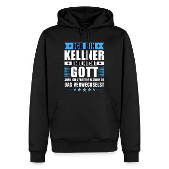 Ich bin Kellner und nicht Gott - Männer Premium Bio Hoodie - Schwarz - Vorne - Nico (187cm)