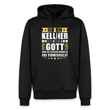 Ich bin Kellner und nicht Gott - Männer Premium Bio Hoodie - Schwarz - Vorne - Nico (187cm)