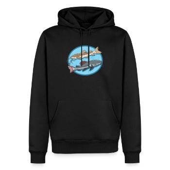 Poisson-chat | Poisson-chat pêche pêcheur silure cadeau - Sweat à capuche Premium bio Homme - noir - Devant - Nico (187cm)