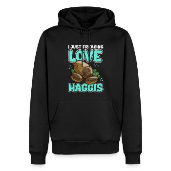 Haggis plat écossais cadeau - Sweat à capuche Premium bio Homme - noir - Devant - Nico (187cm)