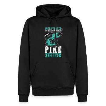 Brochet pêche brochet pêche pêcheur pêcheur cadeau - Sweat à capuche Premium bio Homme - noir - Devant - Nico (187cm)