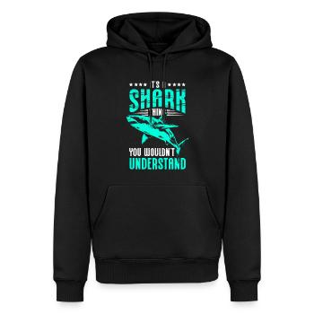 Requins, requins, grand requin blanc, cadeau de requin - Sweat à capuche Premium bio Homme - noir - Devant - Nico (187cm)