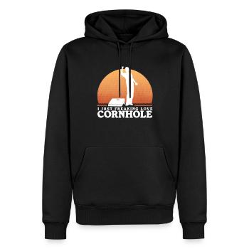 Cornhole Player Blind Hole Bean Bag cadeau - Sweat à capuche Premium bio Homme - noir - Devant - Nico (187cm)