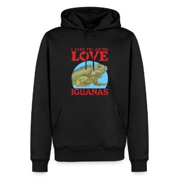 Iguane Reptile Lézard Iguanes Cadeau - Sweat à capuche Premium bio Homme - noir - Devant - Nico (187cm)