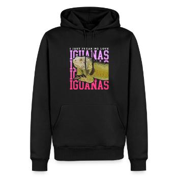 Iguane lézard reptile Iguanes cadeau - Sweat à capuche Premium bio Homme - noir - Devant - Nico (187cm)