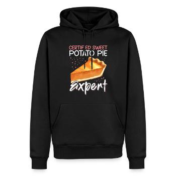Tarte aux patates douces | Cadeau de tarte aux patates douces - Sweat à capuche Premium bio Homme - noir - Devant - Nico (187cm)