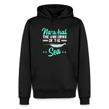 Baleine narval | Narvals Baleines Narval Cadeau - Sweat à capuche Premium bio Homme - noir - Devant - Nico (187cm)