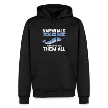 Narval Baleine | Narval baleines Narval cadeau - Sweat à capuche Premium bio Homme - noir - Devant - Nico (187cm)