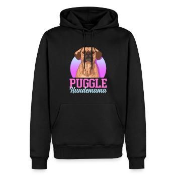Puggle chien maman chien propriétaire cadeau - Sweat à capuche Premium bio Homme - noir - Devant - Nico (187cm)