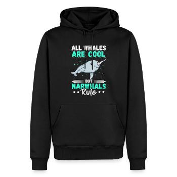 Narval baleine Narval Narval baleines cadeau - Sweat à capuche Premium bio Homme - noir - Devant - Nico (187cm)