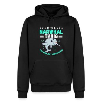 Narval baleines Narval Narval baleine cadeau - Sweat à capuche Premium bio Homme - noir - Devant - Nico (187cm)