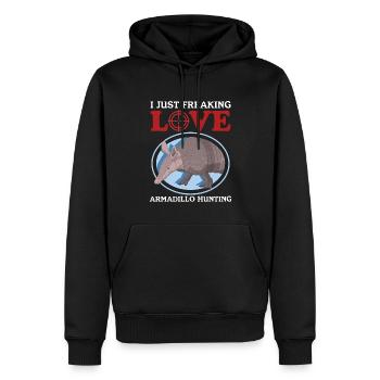 chasseur chasse permis cadeau - Sweat à capuche Premium bio Homme - noir - Devant - Nico (187cm)