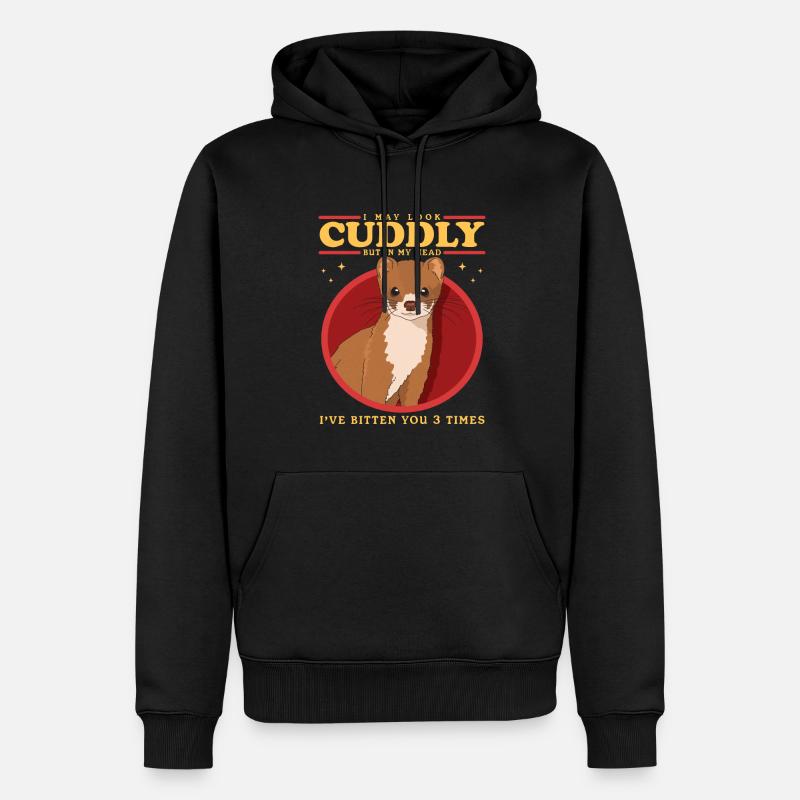 Cadeau Weasel Mouse Weasel Hermännchen - Sweat à capuche Premium bio Homme - noir