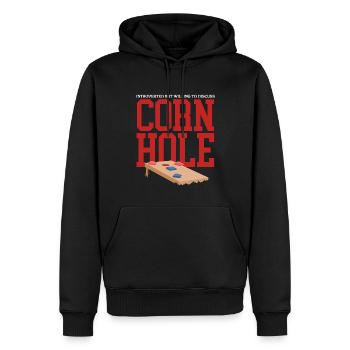 Joueur de cornhole | Cadeau de sac de haricots à trou aveugle - Sweat à capuche Premium bio Homme - noir - Devant - Nico (187cm)