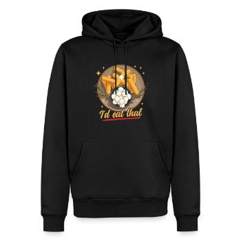 Bâtonnets de mozzarella Cadeau d’amateur de fromage - Sweat à capuche Premium bio Homme - noir - Devant - Nico (187cm)