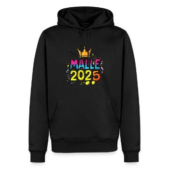 Malle 2025 Mallorca Spruch - Männer Premium Bio Hoodie - Schwarz - Vorne - Nico (187cm)