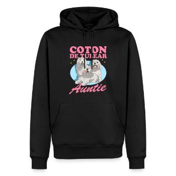 Coton de Tuléar Tante Chien Lover Cadeau - Sweat à capuche Premium bio Homme - noir - Devant - Nico (187cm)