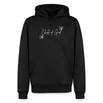 Christliches Shirt Child of God Blumen Geschenk - Männer Premium Bio Hoodie - Schwarz - Vorne - Nico (187cm)