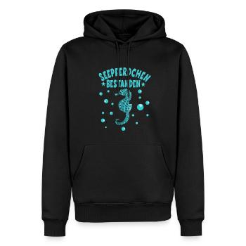 Seepferdchen bestanden für einen - Männer Premium Bio Hoodie - Schwarz - Vorne - Nico (187cm)