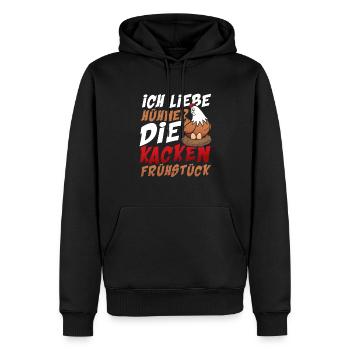 Ich liebe Hühner die kacken Frühstück - Männer Premium Bio Hoodie - Schwarz - Vorne - Nico (187cm)