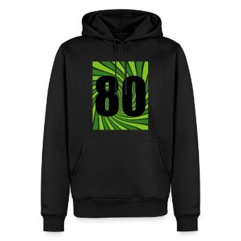 Années quatre-vingt 80 - Sweat à capuche Premium bio Homme - noir - Devant - Nico (187cm)