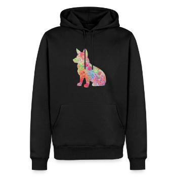 Corgi - PopArt Style - Sweat à capuche Premium bio Homme - noir - Devant - Nico (187cm)